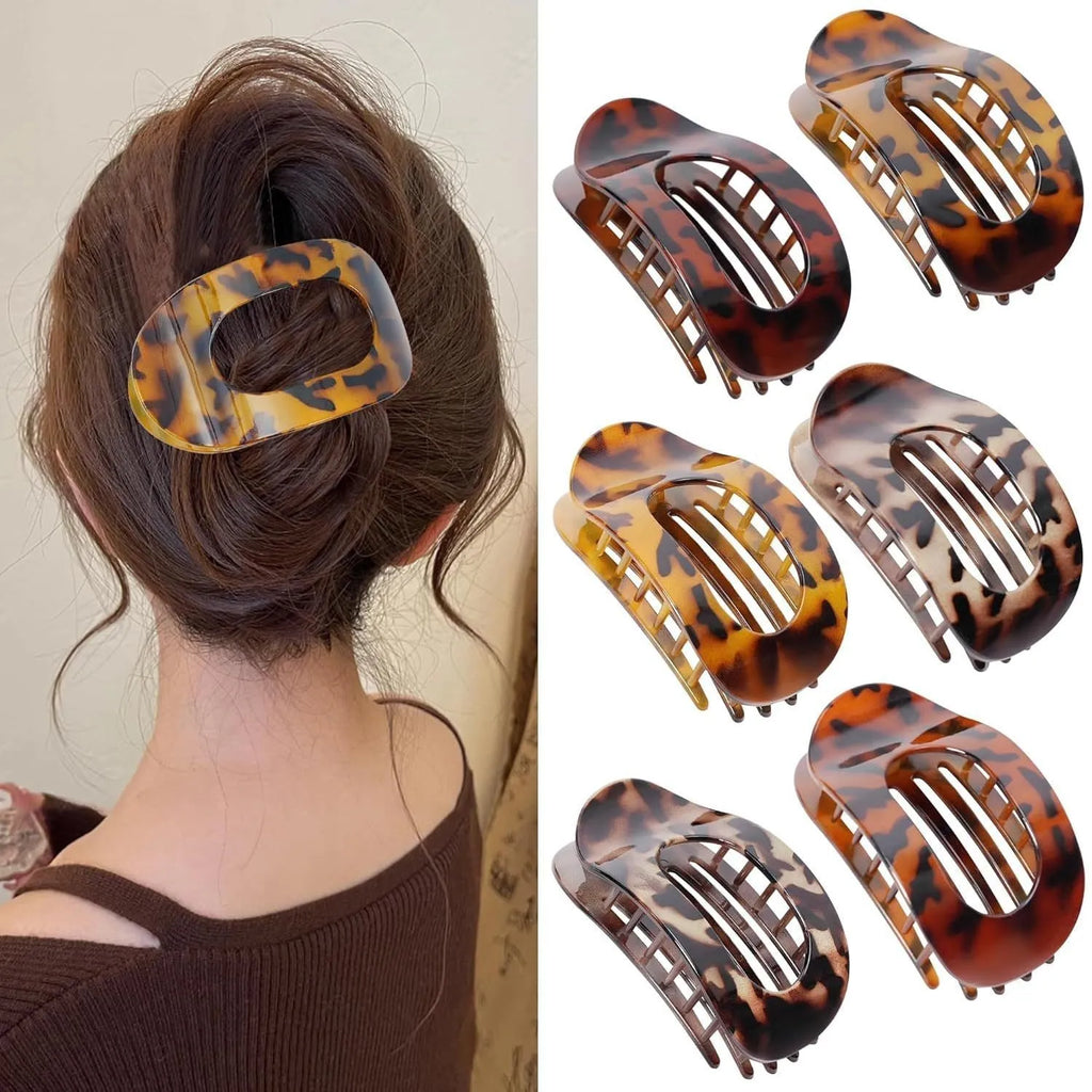 Six nude colour pointed toe hair clips with quadrilateral design and frosted plastic grips