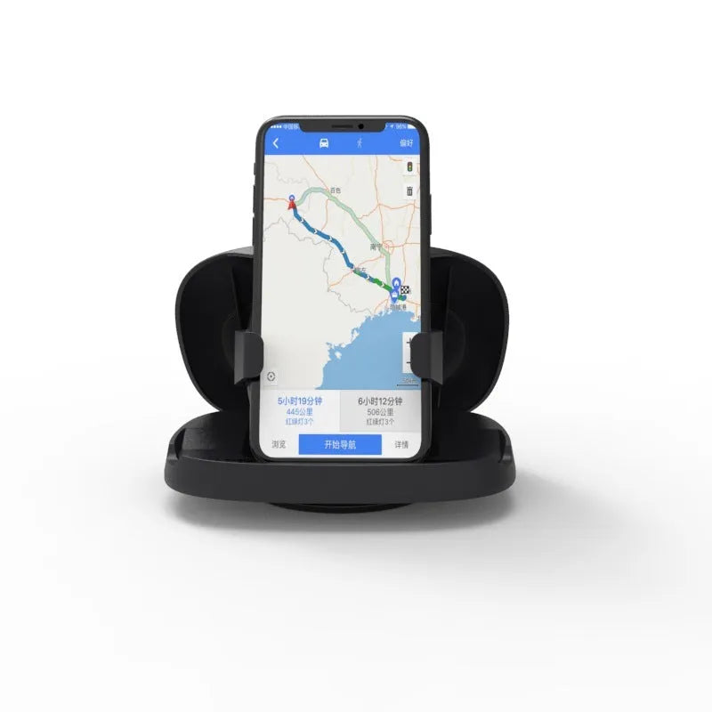 Black universal rotating suction cup car bracket for mobile phones and GPS devices
