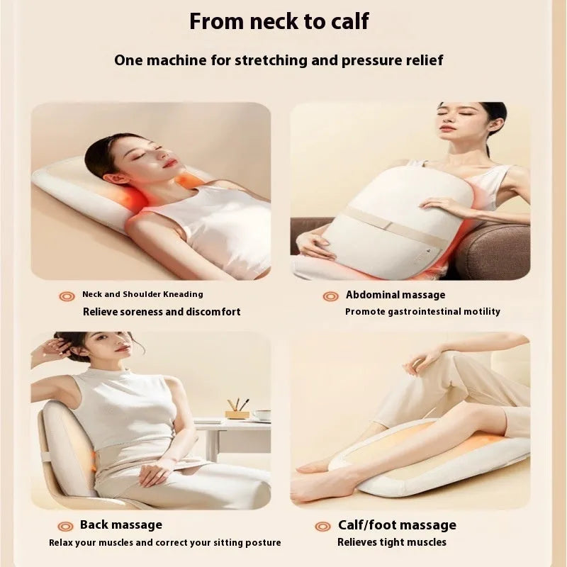 Walking massage cushion with cotton cloth cover, three gear strength settings, infrared physiotherapy, and wireless charging for neck back and waist