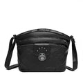 Retro simple women's handbag in soft PU, 19x10x18cm horizontal square with sandwich pocket, black or brown.
