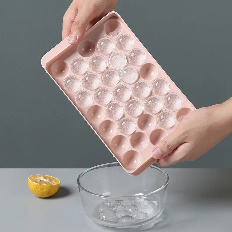 Round ice ball mould set in sky blue or pink with 18 or 33 cube grids