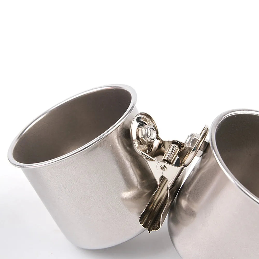 Stainless steel birdcage feeder in natural colour for outdoor use.