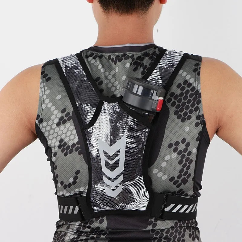 Breathable polyester chest bag in black with adjustable strap for waist carry