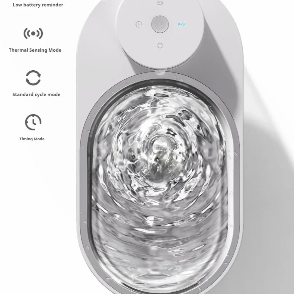 Stainless steel pet water dispenser with wireless battery operation, black colour, for dogs and cats