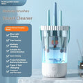White rechargeable electric makeup brush cleaner with USB cable measuring 24x10x11cm