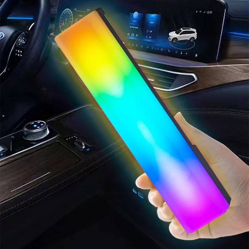3D RGB voice-activated rhythm ambiance lamp in black or white shell with USB cable