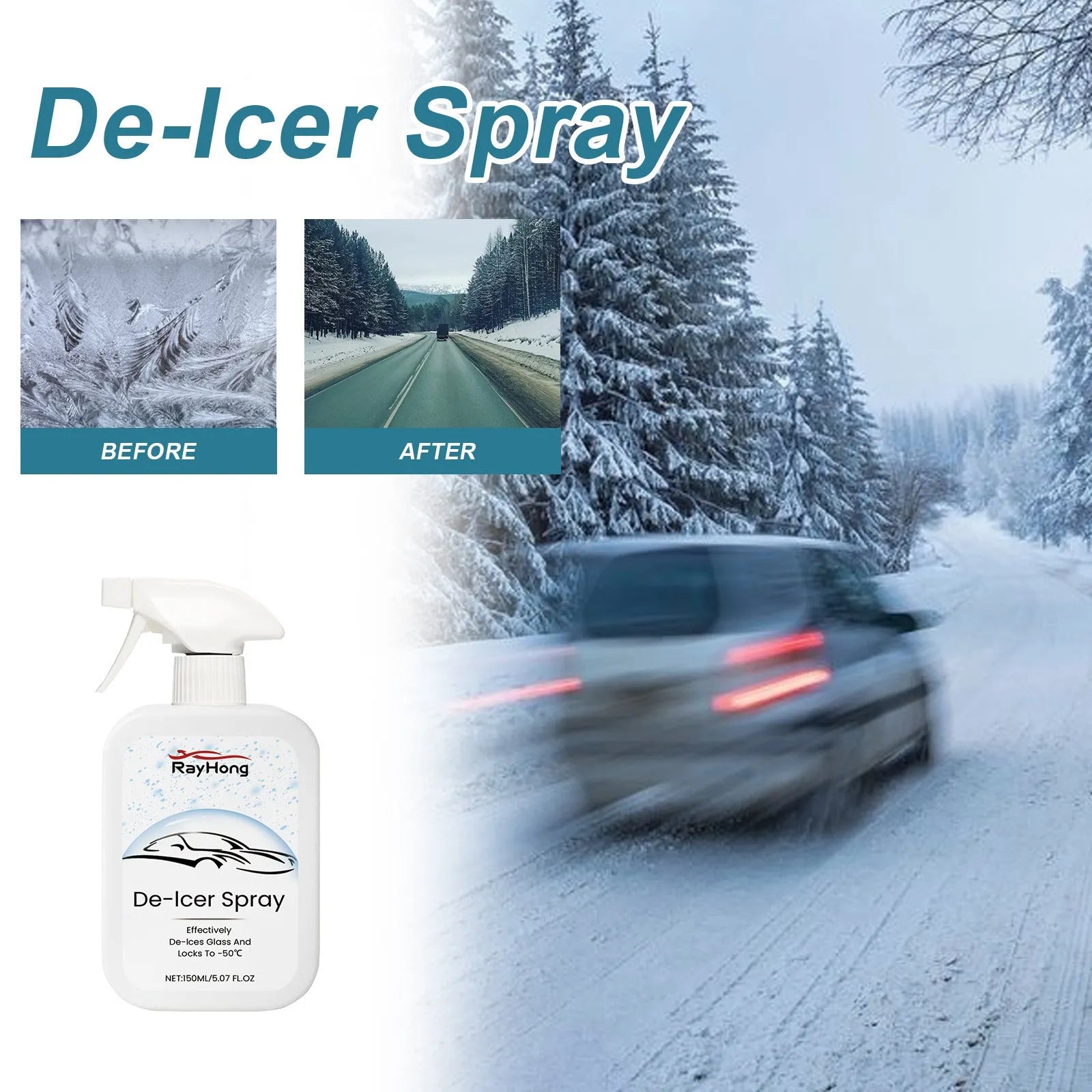 150ml car windscreen anti-icing agent bottle for winter snow and ice removal
