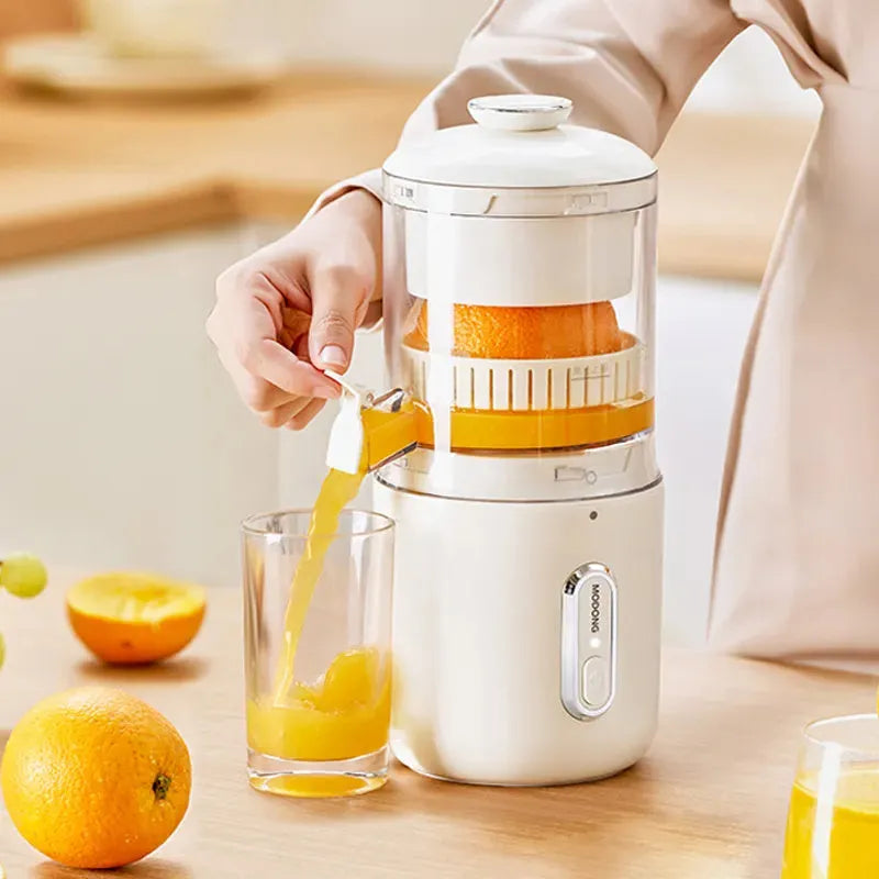 Portable wireless electric juicer in fresh green colour with USB charging cable