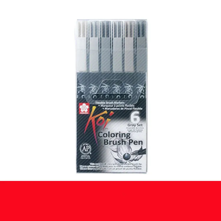 Set of water-based watercolour markers with soft brush tips in a selection of coloured barrels.