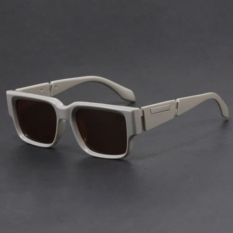 Blue frame gray blue retro sunglasses with thick square PC frames and UV-proof AC lenses