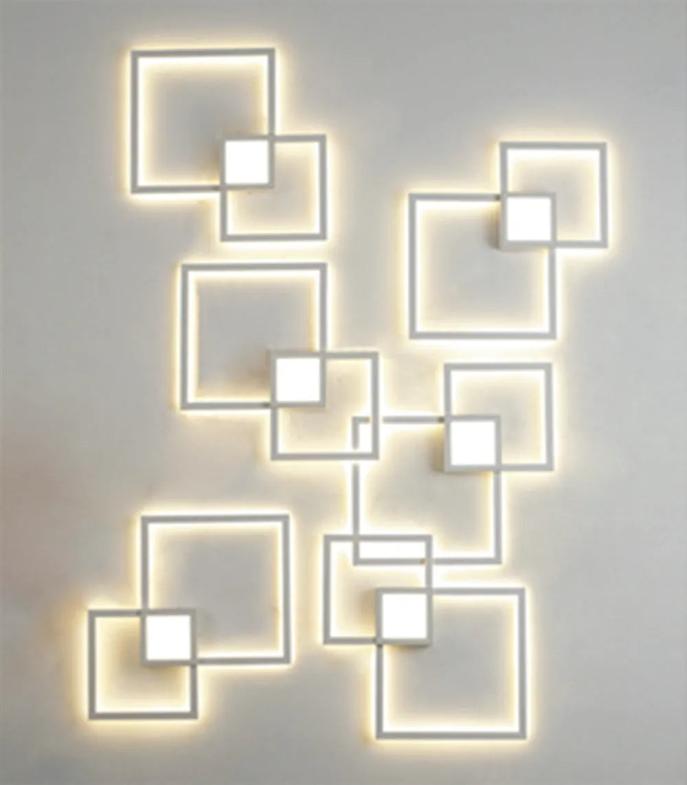 Geometric line LED wall lamp square 353mm iron acrylic white finish wall mounted