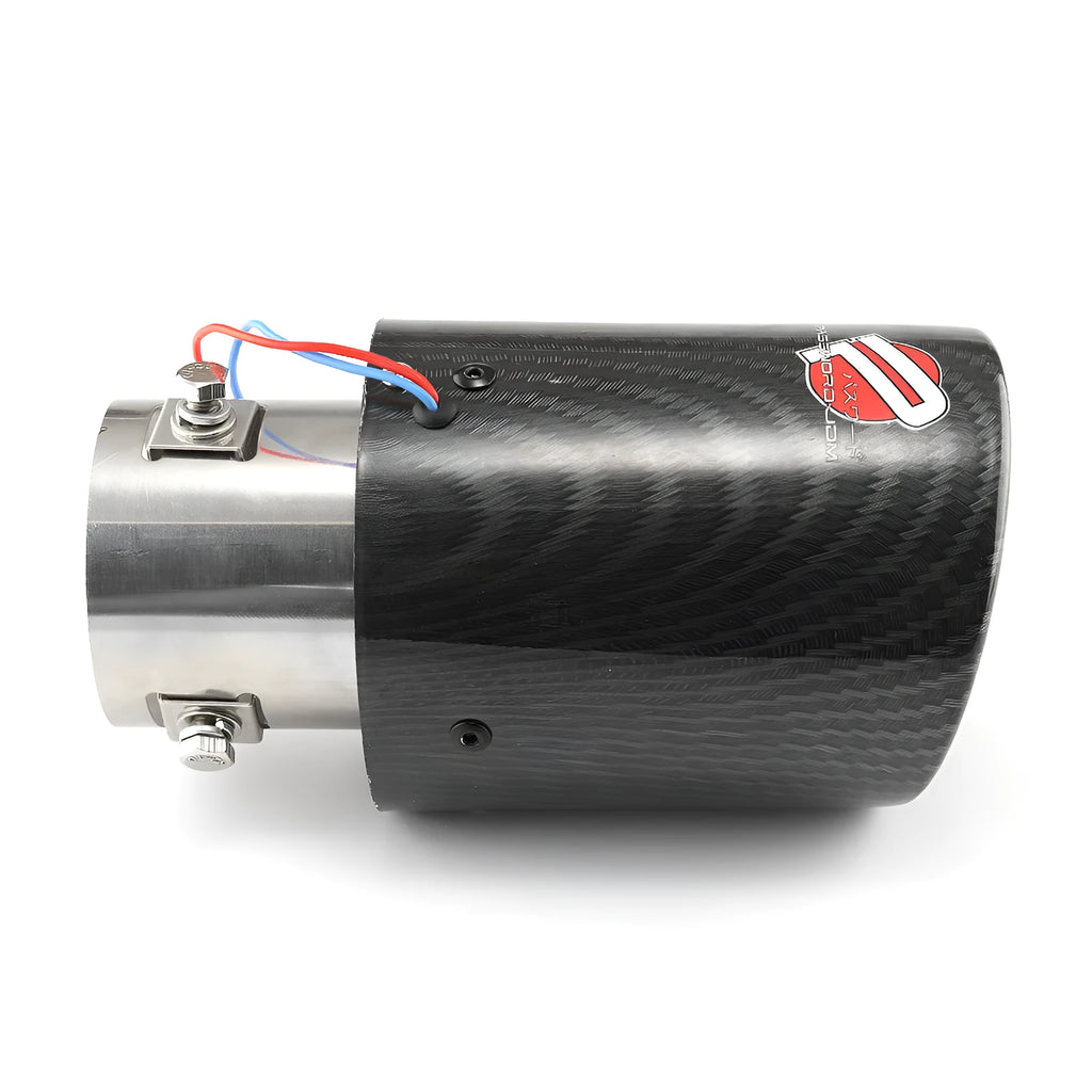 Modified car exhaust pipe with red LED light in crimping style for vehicle customisation