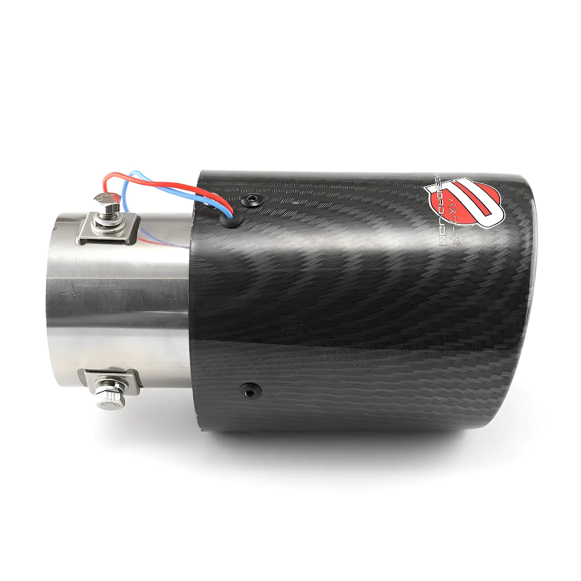 Modified car exhaust pipe with red LED light in crimping style for vehicle customisation