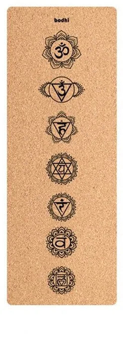 Tasteless natural cork yoga mat 183x65cm with Asana guide line and TPE base