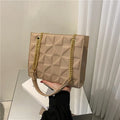 Women's casual shoulder messenger bag in PU with plaid and rhombus pattern horizontal square shape, multiple colour options
