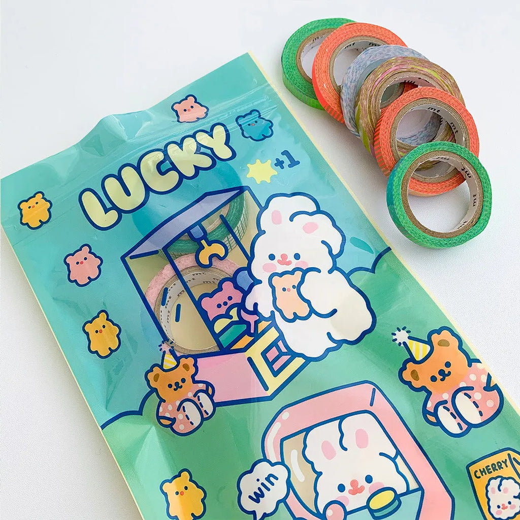 Four rabbit design packaging bags in multiple colours for snack and gift storage