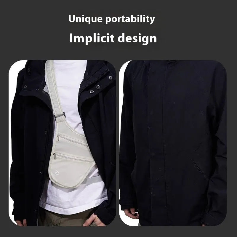 Anti-theft nylon document waist bag in solid colour for personal travel abroad