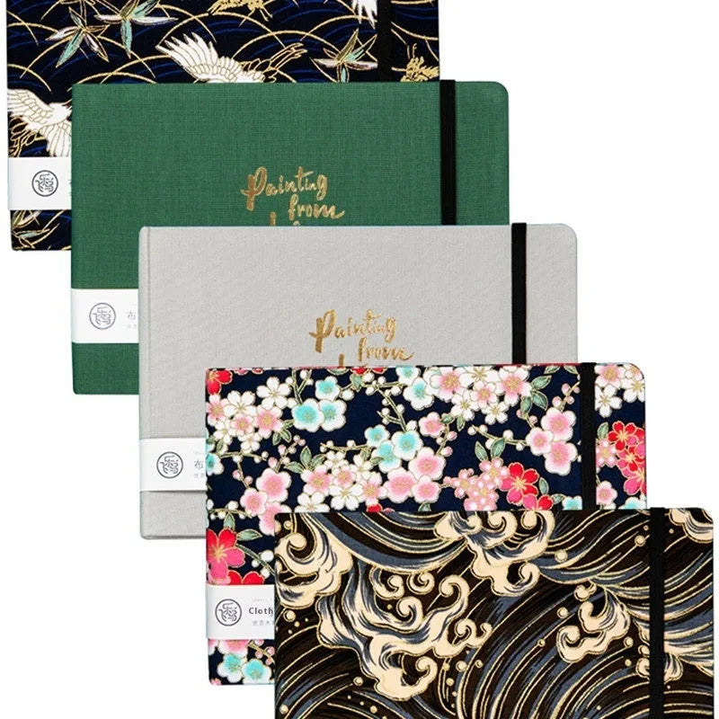 Feiluniao handmade fabric watercolour notebook with 185mm length and artistic cover designs
