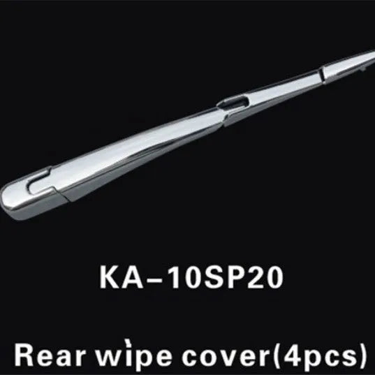 Four silvery ABS plastic rear window wiper cover trims for a 2010 Hyundai.