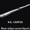 Four silvery ABS plastic rear window wiper cover trims for a 2010 Hyundai.