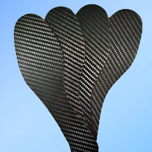Pair of black 3K full palm carbon fibre running insoles for shock absorption, shown with size and thickness options.