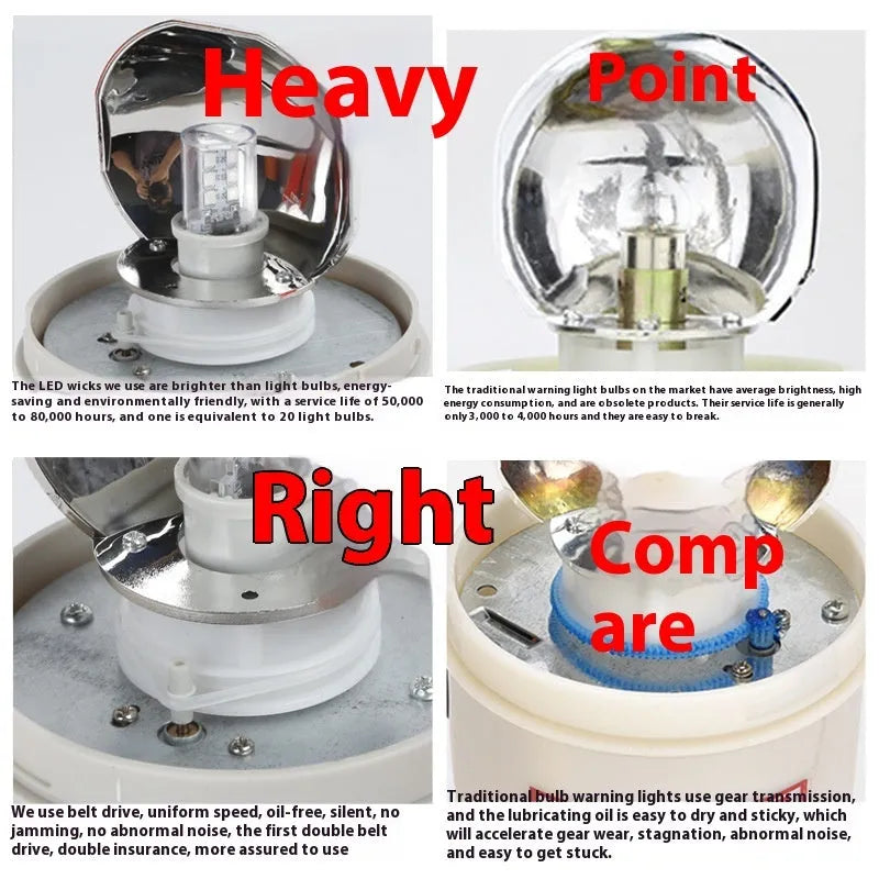 LTE-1101J industrial rotating warning light in red, yellow, or green with optional audible alarm