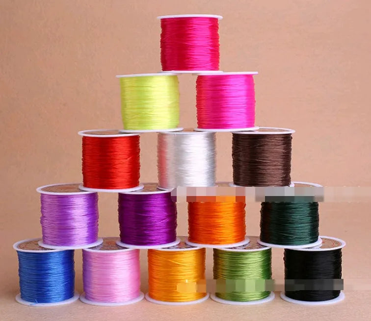 Elastic wire chain rubber beading cord for bracelets and necklaces, shown in assorted colours