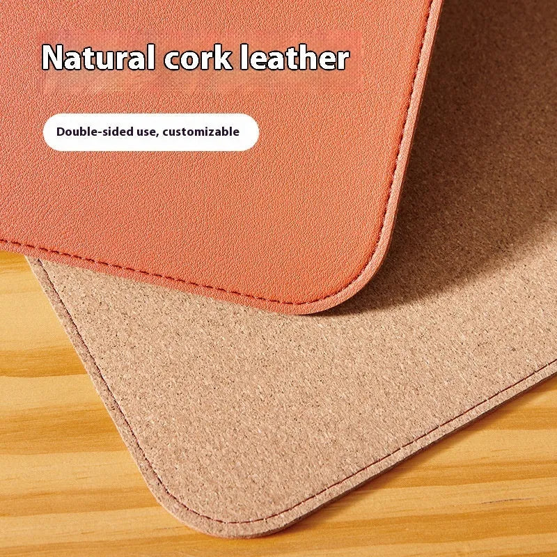 Cork leather table mat with thickened PVC in solid colour, machine-made finish