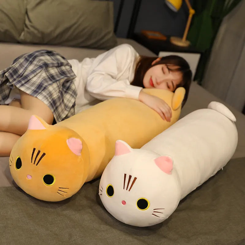 Large soft cartoon cat plush toy stuffed doll in multiple colours and sizes