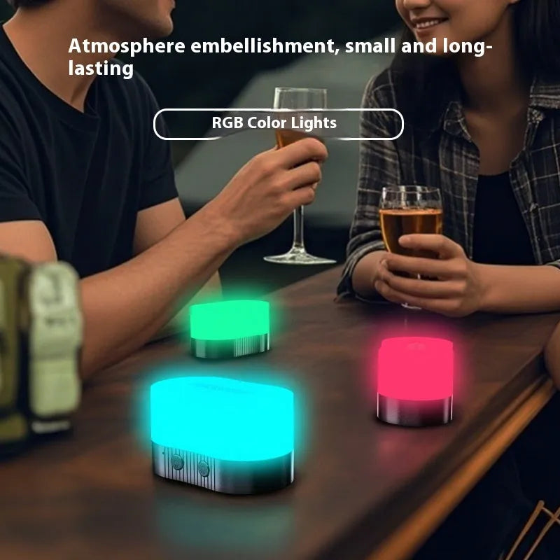 Creative magnetic ambience light rechargeable night light in black geometric plastic 6.8x3.8x4cm
