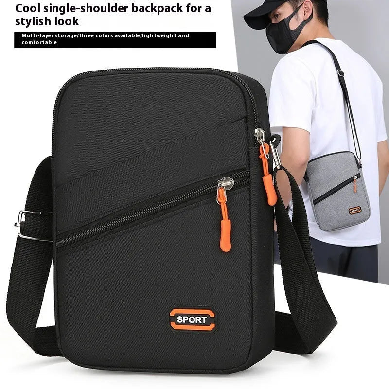 Oxford cloth crossbody commuter bag in silver grey, black or navy blue with ultra-light design