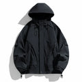 Loose fit hooded rabbit fur jacket in phantom green colour with zippered pockets
