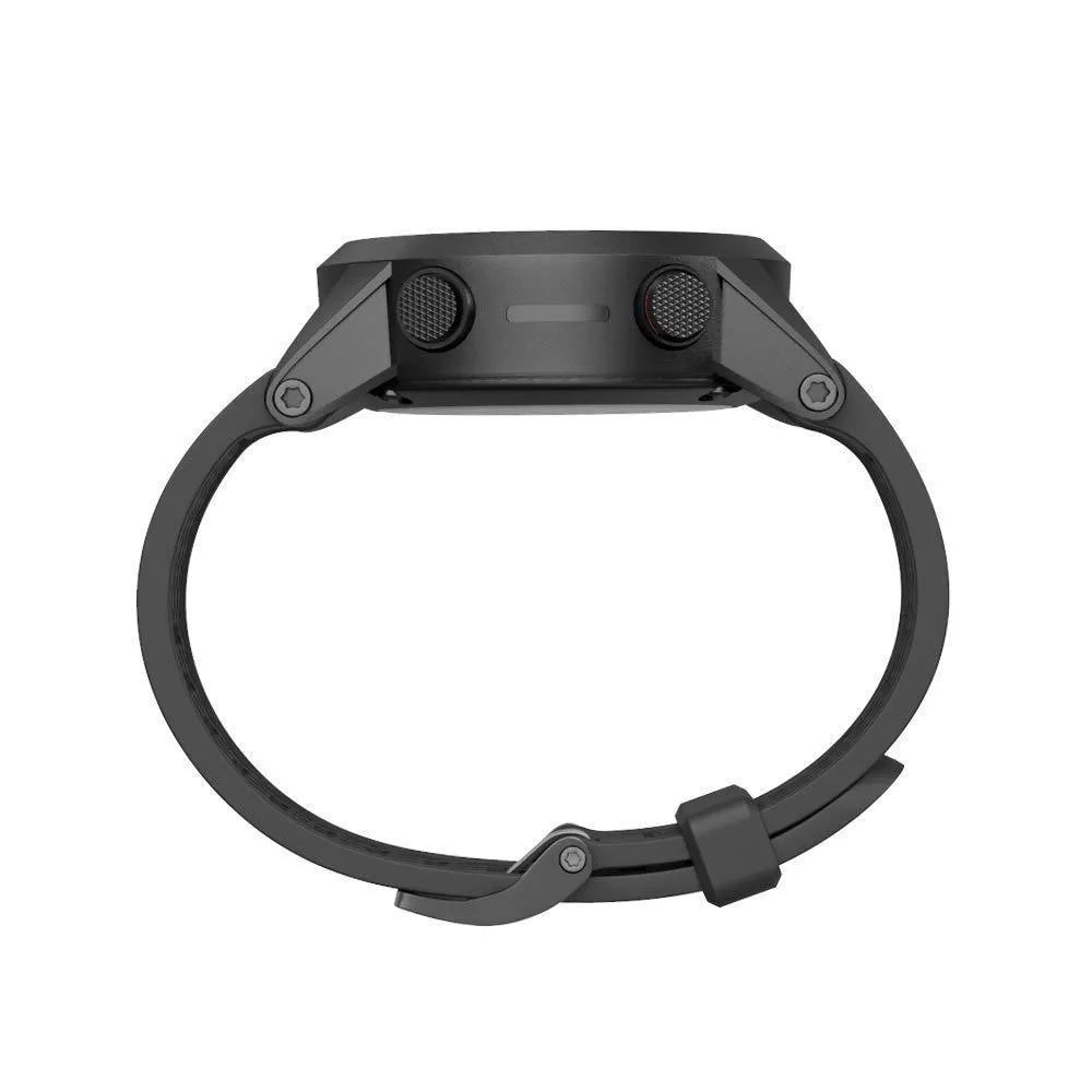 Black silicone watch strap with stainless steel buckle for Jiaming watches, 26mm width