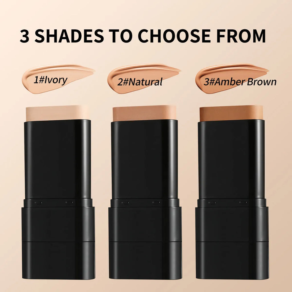 White 2-in-1 waterproof concealer foundation stick with double-ended brush in 20g size