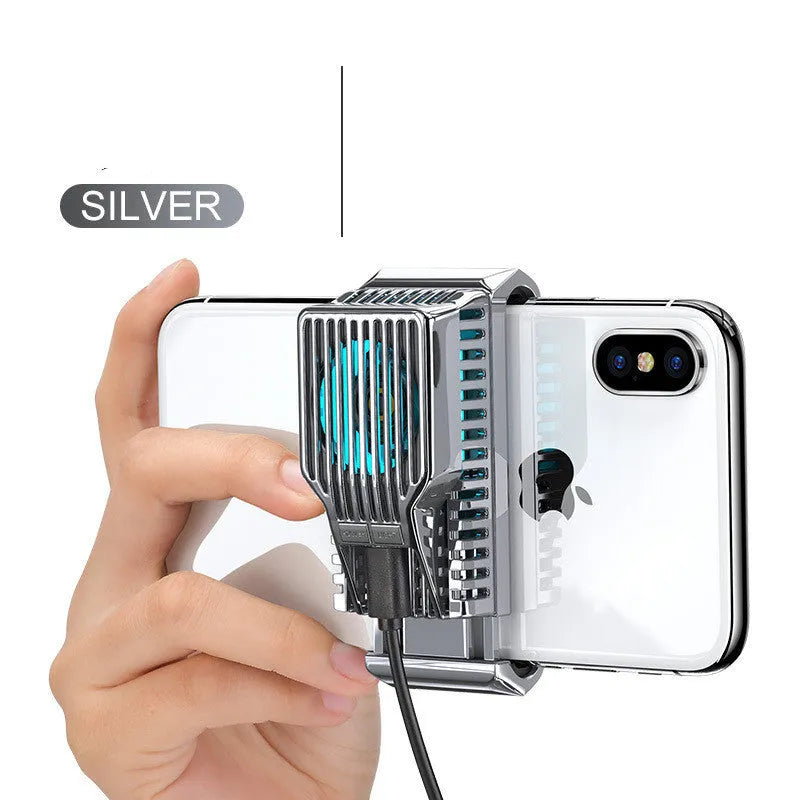 Mobile phone radiator cooling unit with clip for 4-7 inch devices in black aluminium alloy ceramic construction