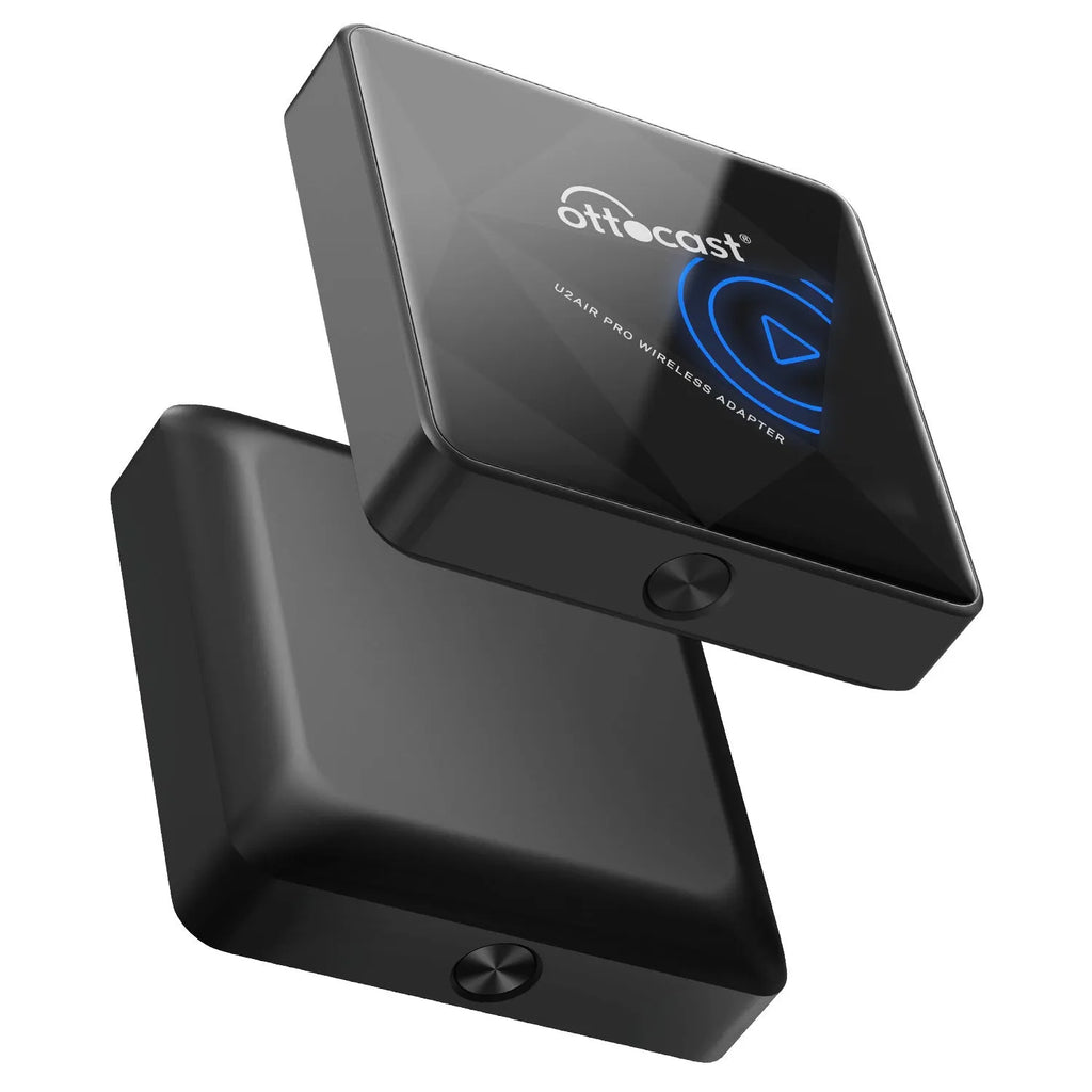 Black Wireless Car Bluetooth AIBOX with Type-C connector measuring 59x59x150mm