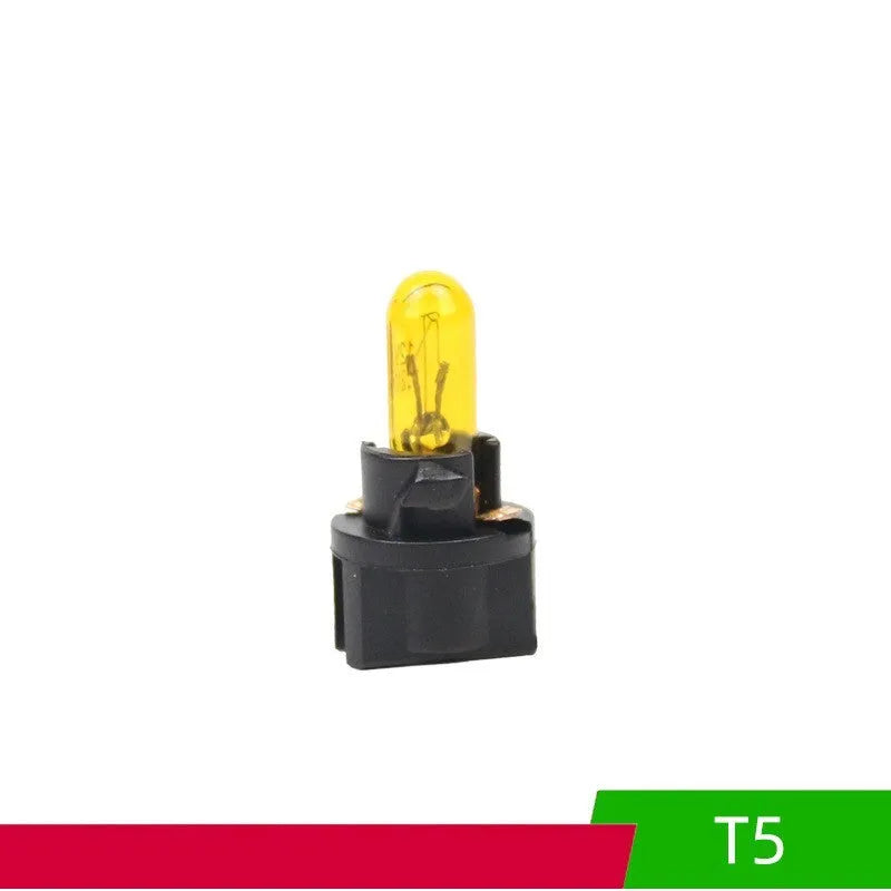 T5 12 volt 1.2 watt automotive indicator light bulb with wedge base in selected colour