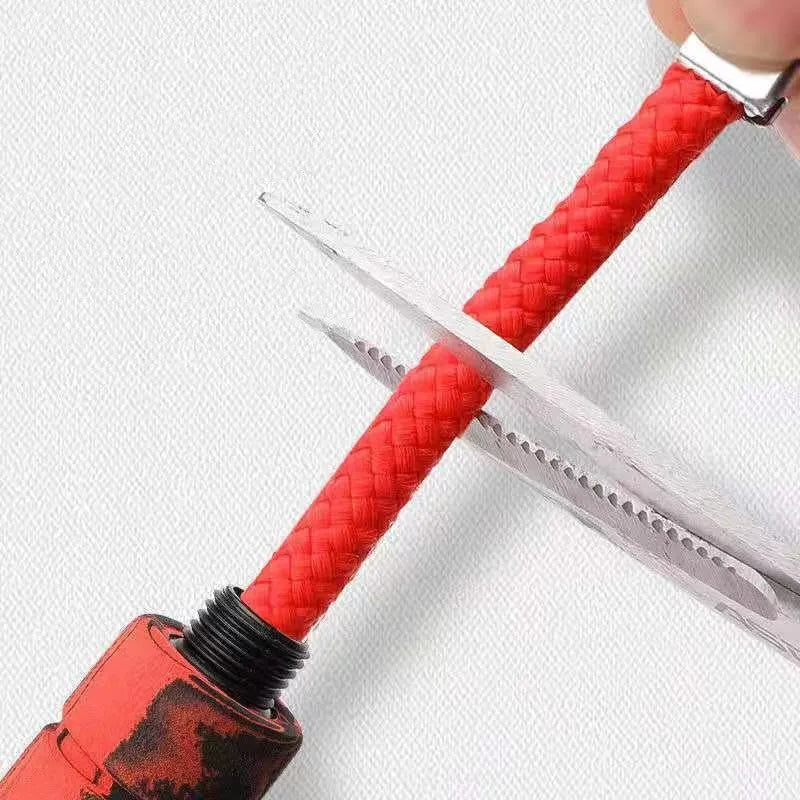 Red and grey polyester skipping rope, 2.8 metres long, with 16cm handles and 4cm diameter