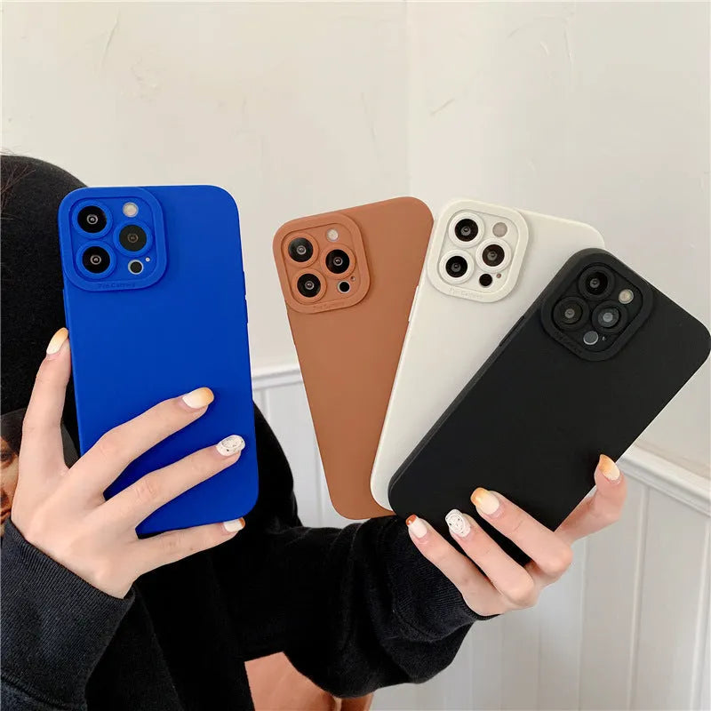 Blue TPU mobile phone case with solid colour design for iPhone 14 series models