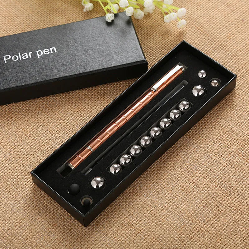 Magnetic polar pen with modular magnetic rings and steel balls, 0.5mm tip, and capacitive head