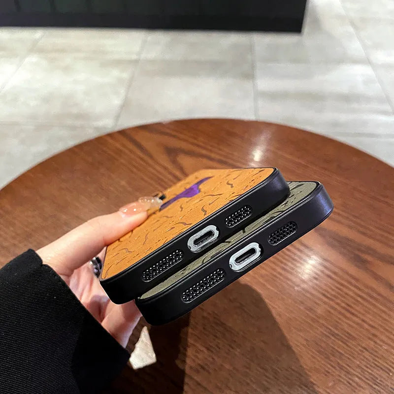 Laser full screen bear cat phone case in TPU imitation leather, yellow black silver grey, for Apple iPhone 11 to 15