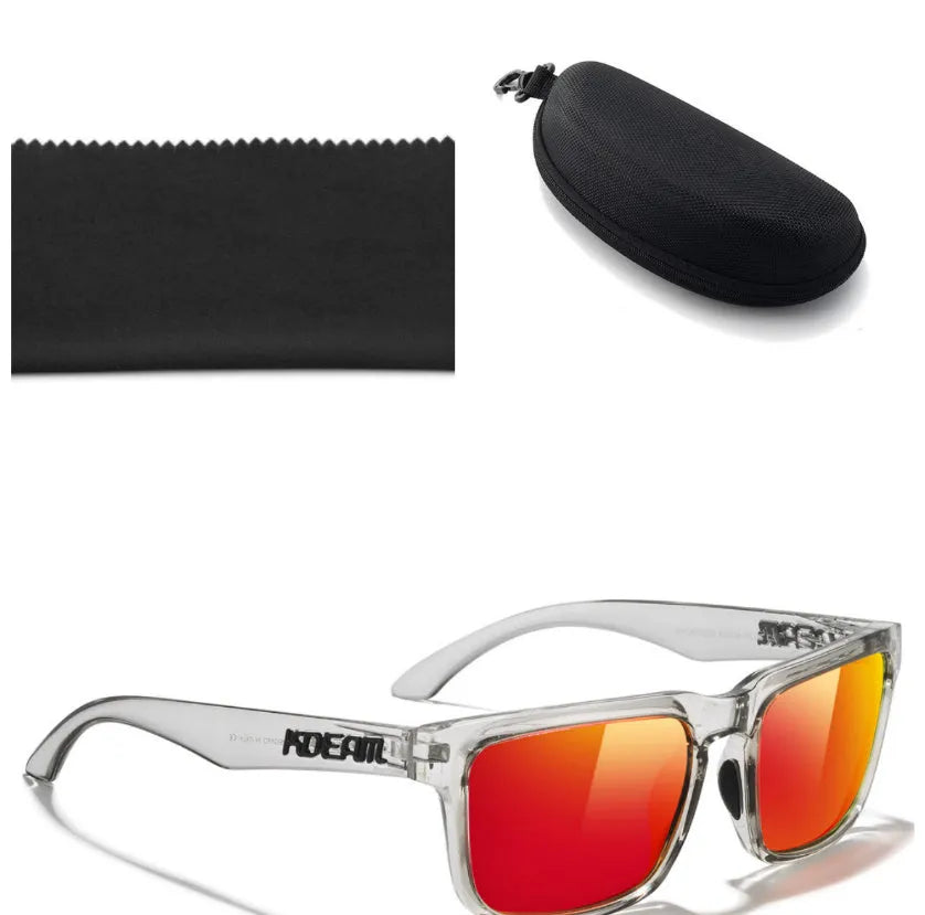 Square polarised sunglasses with TAC lenses and PC frame in multiple colour options for outdoor use