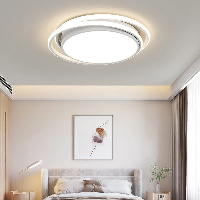 Modern minimalist LED ceiling light with tri-colour dimming in white finish for living room