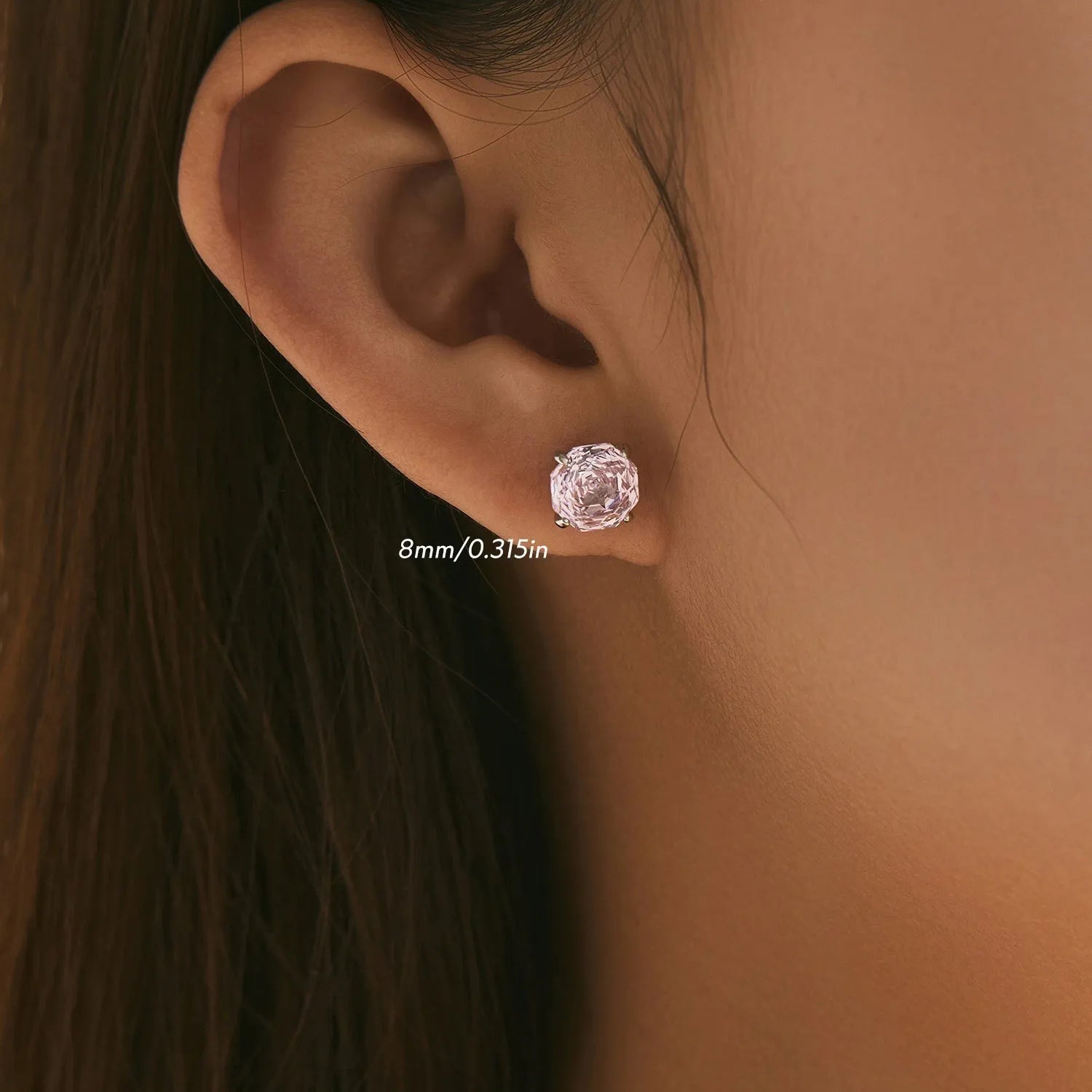 S925 sterling silver rose stud earrings for women in 6mm and 8mm sizes with floral design