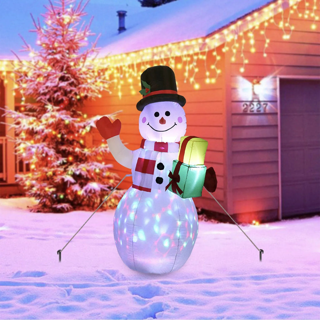 Outdoor Christmas LED inflatable decoration showing Santa, snowman, or tree design with illuminated features