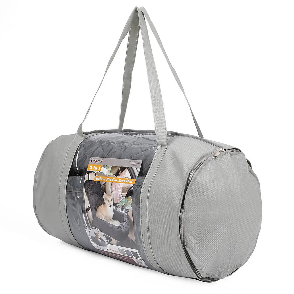 2-in-1 pet dog carrier folding car seat pad, 60x50x61cm, beige option, with waterproof Oxford base