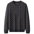 Men's round neck loose pullover sweater in blue, plus size, chemical fibre blend
