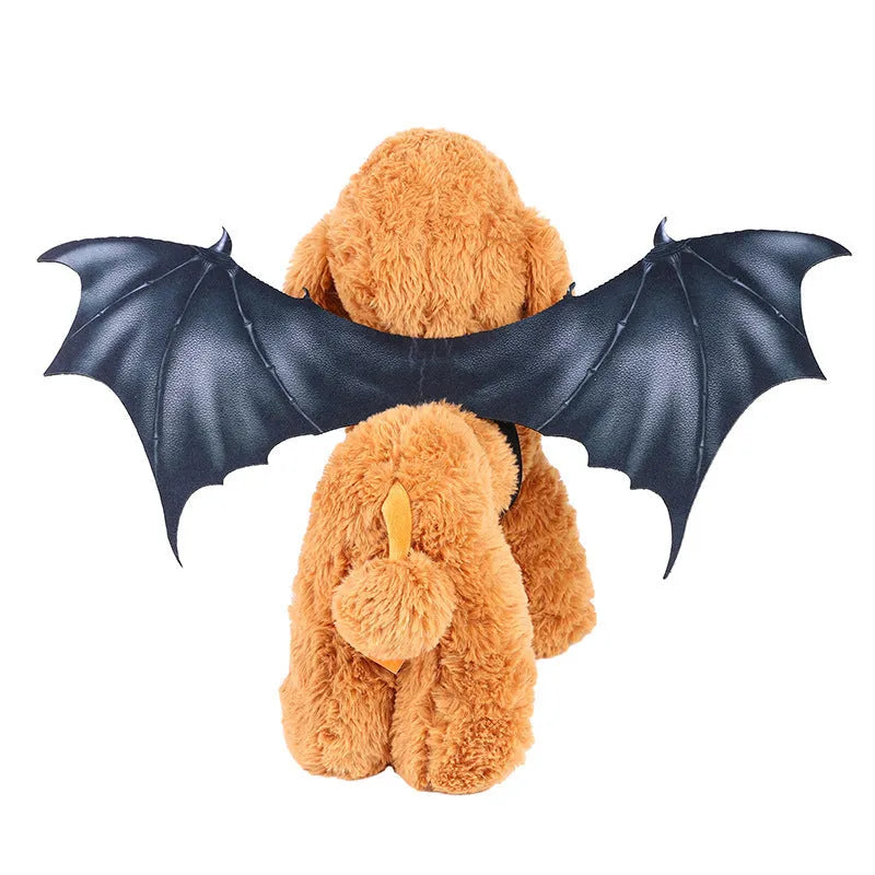 Black cloth bat wings costume for pets available in three wing span sizes
