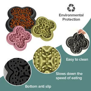 Silicone pet licking pad with textured surface and non-slip base for cats and dogs