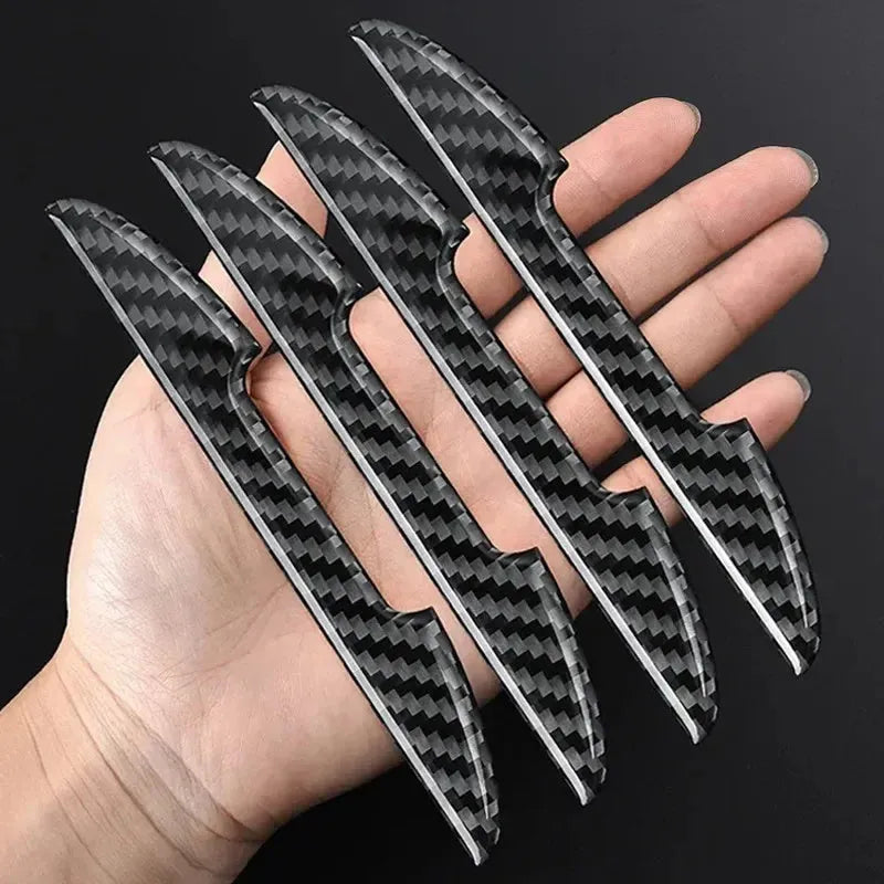 Black carbon fibre texture car door collision strips for edge protection against scratches and impacts